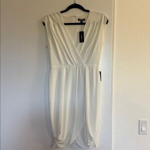 Express White Draped Midi Dress